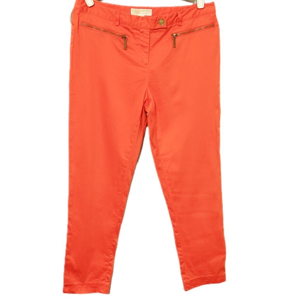 MICHAEL Michael‎ Kors Women's Pants Size 8 Orange Ankle Length Zip Front Pockets